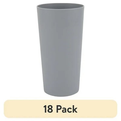 (18 pack) Gray Round Plastic Tumbler, 26-Ounce