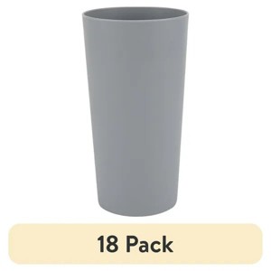 (18 pack) Gray Round Plastic Tumbler, 26-Ounce - 1 of 4