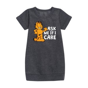- Garfield - Ask Me If I Care Graphic Short Sleeve Fleece Dress - 1 of 3