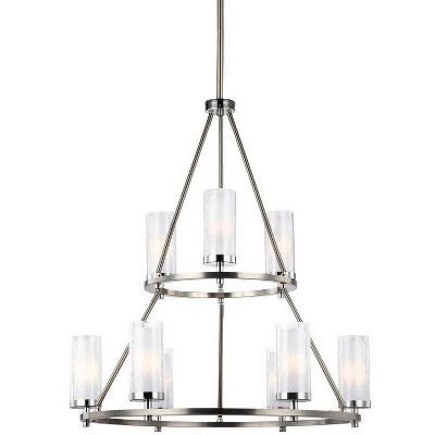 Feiss Jonah 30" Wide Satin Nickel 2-Tier 9-Light Chandelier