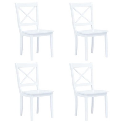 vidaXL Dining Chairs, 4 Pcs, White Solid Rubber Wood