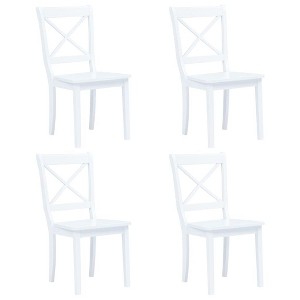 vidaXL Dining Chairs, 4 Pcs, White Solid Rubber Wood - 1 of 4