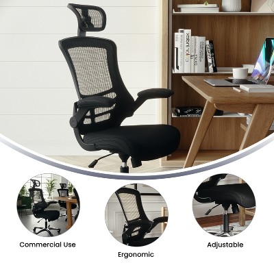 High-Back Black Mesh Swivel Executive Office Chair with Adjustable Arms