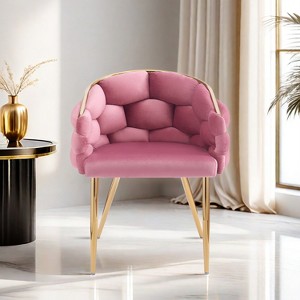 Ridstar Upholstered Handmade Velvet Accent Chair & Armchair With Gold Legs For Reading, Living Room-Pink - 1 of 4