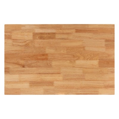 Mid-Century Oak Brown Wood and Rattan 5-Piece Dining Set