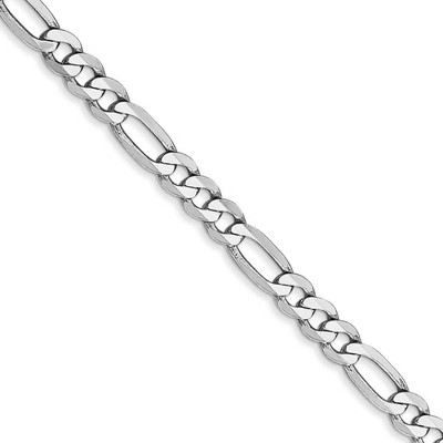 Black Bow Jewelry 4mm, 14k White Gold, Flat Figaro Chain Necklace