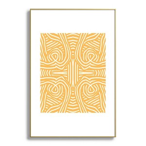 Little Dean Yellow mustard boho stripe Metal Framed Art Print - Deny Desings - 1 of 3