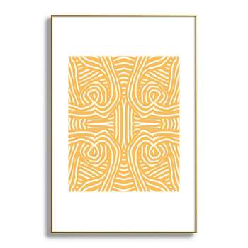 Little Dean Yellow mustard boho stripe Metal Framed Art Print - Deny Desings