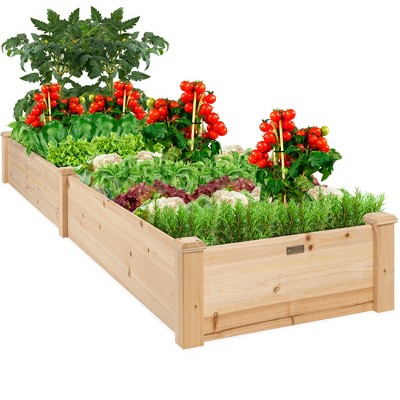 Best Choice Products 8x2ft OutdoorWooden Raised Garden Bed Planter for Grass, Lawn, Yard - Natural