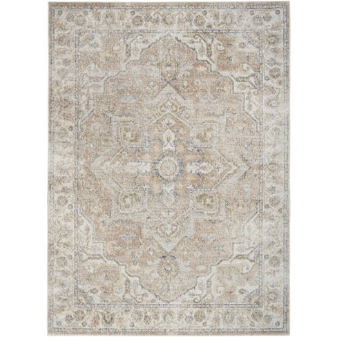 Nourison Astra Machine Washable Vintage Medallion Indoor Rug Beige 5'3