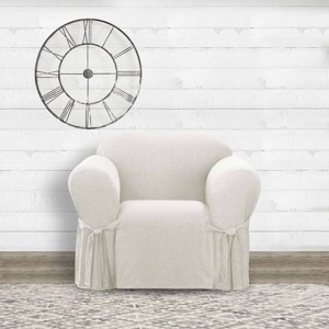 Farmhouse Basketweave Chair Slipcover - Sure Fit - 1 of 4