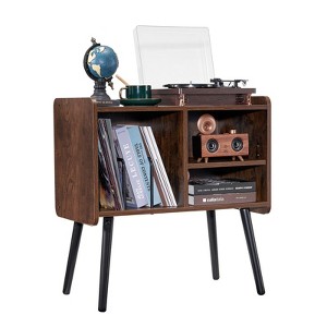 VEVOR Record Player Stand, Turntable Stand Holds Up to 100 Albums, Vintage Vinyl Record Cabinet with Removable Shelves, Record Player Table - 1 of 4