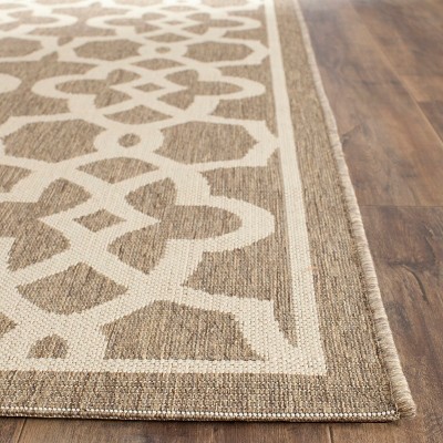 Mocha & Beige Easy-Care Synthetic 5'3" x 7'7" Indoor/Outdoor Rug