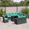 vidaXL 9 Piece Garden Sofa Set with Cushions Black Poly Rattan - Black without storage - 2 of 4