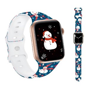 HTUTWOO Chic Breathable Christmas Bands Compatible with Apple Watch 38mm 40mm 41mm,Soft Silicone Sports Wristband Strap for iWatch Series & SE, White - 1 of 4