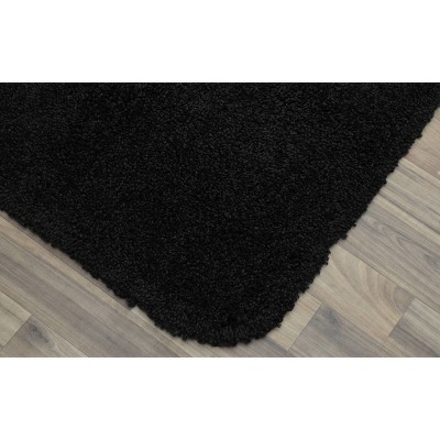 Serendipity Black Nylon Shaggy Bath Rug Set with Latex Backing