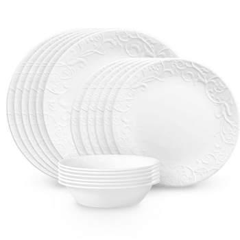 222 Fifth Peacock Garden Porcelain 16pc Dinnerware Set White : Target