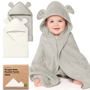 KeaBabies 2pk Snuggle Baby Towels with Hood for Newborn Girls, Boys, Toddlers, Soft & Absorbent Hooded Baby Bath Towels - 1 of 4