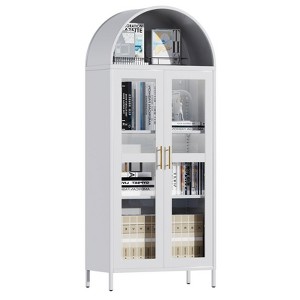 SUXXAN Metal Arched Cabinet with Glass Doors, Freestanding Display Cabinet with Adjustable Shelves, Assembly Required - 1 of 4