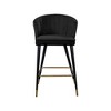 Meridian Furniture,Cassie Black Velvet Stool, Set of 2 - 3 of 4