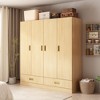 Famapy Beige 4 Door Armoir Wood Color Finish 2 Bottom Drawer Cabinets Stylish Storage - 3 of 4
