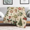 FIONECA Vintage Christmas Ornament Blanket with Tree Holly and Snowflake Design Warm Cozy Holiday Decor Throw 30x40 inches - 3 of 4
