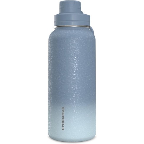 Hydrapeak 32oz Water Bottle Stainless Steel Insulated Thermal With A Leak  Proof Chug Lid & Handle (Iced Modern Blue)