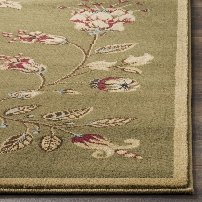 Rectangular Green/Multi Floral Synthetic 5' x 7' Area Rug