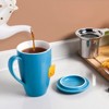 Tea Cup with Infuser and Lid, 16 Oz Ceramic Tea Mug, Microwave and Dishwasher Safe Tea Infuser Cup, Porcelain Steeping Tea Cup Suitable - 2 of 4