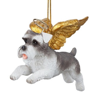 Mini Schnauzer Angel Dog Ornament with Gold Wings