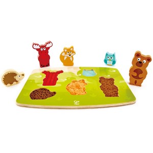 Hape: Forest Animal Tactile Puzzle - 6pc Wooden Sensory Toy, Ages 2+ - 1 of 4