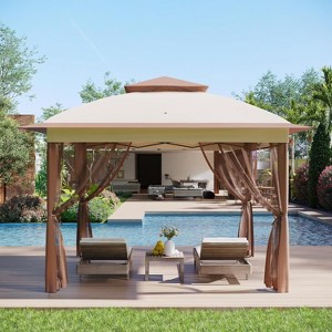 11FT Outdoor Canopy Gazebo Tent with Mosquito Netting, Portable Patio Shelter for Backyard or Garden, Includes Carrying Bag - 1 of 4
