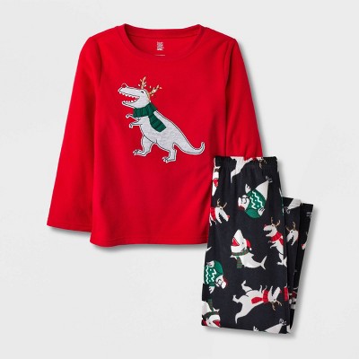 Carter's Just One You® Boys' 2pc Fleece Christmas Dino Pajama Set - Red/Black