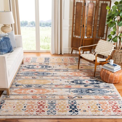 Rust and Ivory Synthetic Reversible 8' x 10' Area Rug