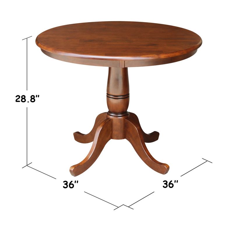 36&#34; Round Top Pedestal Dining Table Brown - International Concepts, 3 of 6