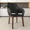 Leather Dining Chair with Rubberwood Base and Padded Seat and Back Vivara Collection - 2 of 4