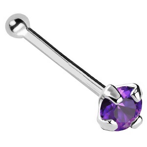 Jewelry Avalanche 22G 14K Gold Ball-end Nose Stud with Amethyst Gemstone - 1 of 2