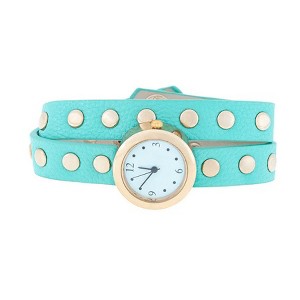 ShineHigh Women's Studded Wrap Watches Round & Mini Dial Styles in Mint or Pink, Fashion Wraparound Strap with Decorative Stud Accents - 1 of 1