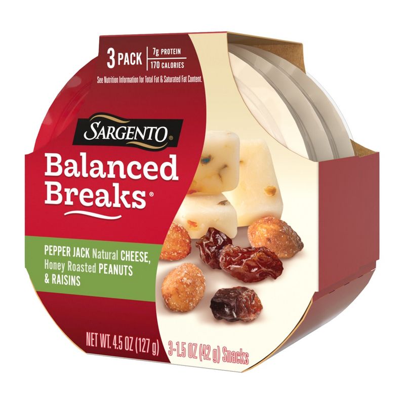 Sargento Balanced Breaks Pepper Jack Cheese, Honey Roasted Peanuts &#38; Raisins - 4.5oz/3ct, 6 of 10
