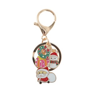 Unique Bargains Christmas Keychain Double Ring Lobster Clasp Zinc Alloy Gold Tone 1 Pc - 1 of 4