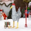 Syemin Decorative Holiday Scene Props 2FT Lighted Christmas Rooster Outdoor Decoration Rooster Christmas Ornament Home Decor, White, 9"*19"*25.6" - 3 of 4