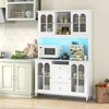 Costway 73” Kitchen Pantry Cabinet Kitchen Storage Hutch with LED lights USB Ports Type-C Port AC Outlets Kitchen Utility Cabinet with 3 Drawers - 2 of 4