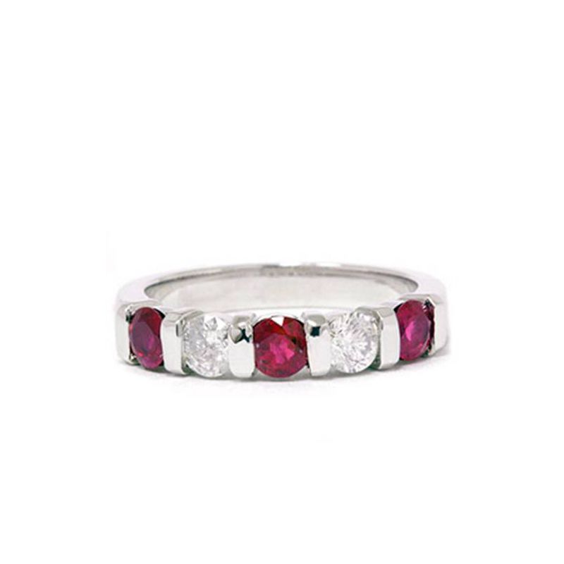 Pompeii3 1/2ct Ruby & Diamond Wedding Anniversary 14K White Gold Ring, 4 of 6