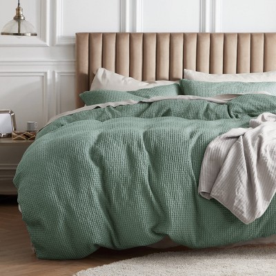 Bedsure | 2/3 Pcs 100% Cotton Waffle Weave Duvet Cover Set Bedding Set