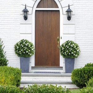 Artificial Flower Ball Tree with Ground Spike, Fake Plants for Outdoor Indoor Front Porch Garden - 1 of 4