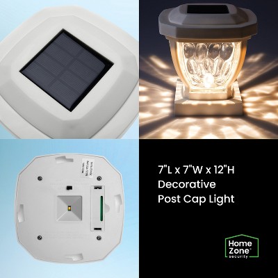 White Solar LED Post Cap Lights with Rippled Glass, 2-Pack