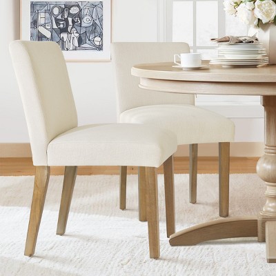 North Linen Dining Chairs Set Of 2,Upholstered Parsons Chairs With Rubberwood Legs-Maison Boucle