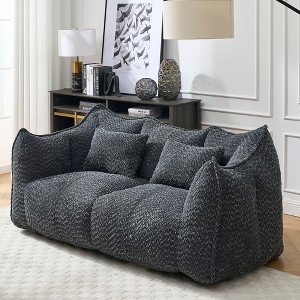 NicBex Chenille Bean Bag Chair with High-Resilience Foam and 2 Seats,Lazy Sofa Chair with Handle Design and Armrest,Lounge Chair for Living Room - 1 of 4