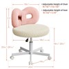 ROOMTEC Vanity Chair with Wheels, Swivel Makeup Chair,Bedroom Height Adjustable Chair with Upholstered and Cute Bow Backrestst - 2 of 4