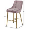 Meridian Furniture,Owen Pink Velvet Stool, Set of 2 - 4 of 4